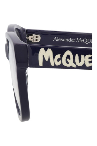 Alexander McQueen AM0350O Dark Blue Eyeglasses-AmbrogioShoes