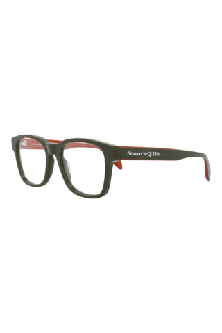 Alexander McQueen AM0356O Khaki Green Eyeglasses-AmbrogioShoes