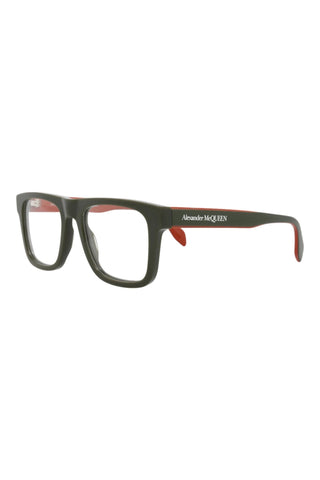 Alexander McQueen AM0357O Khaki Green Eyeglasses-AmbrogioShoes