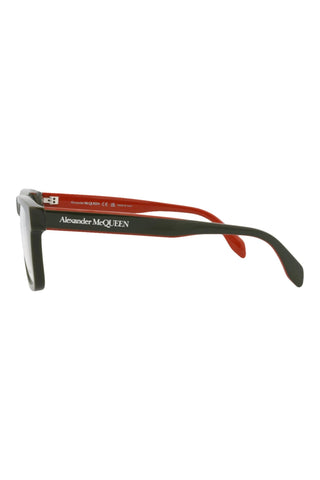Alexander McQueen AM0357O Khaki Green Eyeglasses-AmbrogioShoes