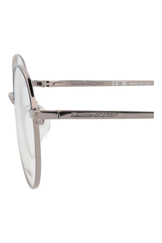 Alexander McQueen AM0369O Light Ruthenium/Matte Blue Varnish Eyeglasses-AmbrogioShoes