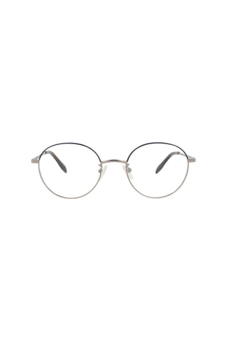 Alexander McQueen AM0369O Light Ruthenium/Matte Blue Varnish Eyeglasses-AmbrogioShoes