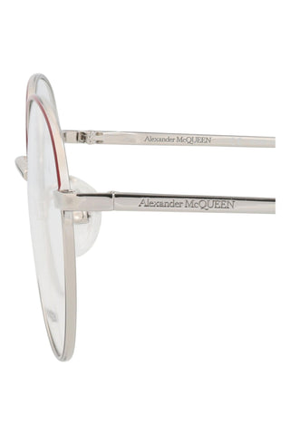 Alexander McQueen AM0369O Silver/Burgundy Eyeglasses-AmbrogioShoes