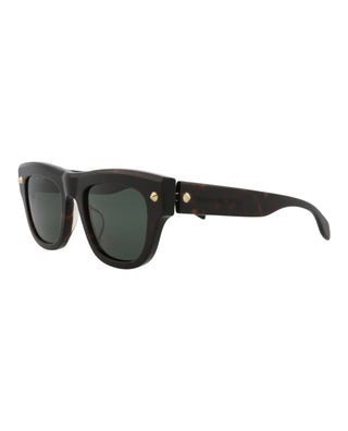 Alexander McQueen AM0425S Dark Havana w/Light Gold Studs Sunglasses-AmbrogioShoes