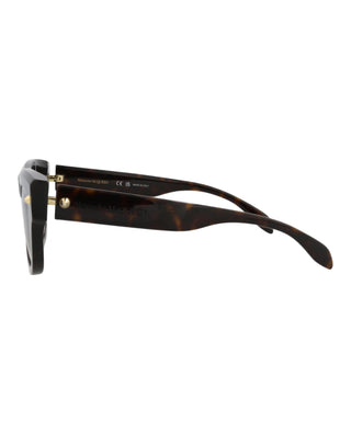 Alexander McQueen AM0425S Dark Havana w/Light Gold Studs Sunglasses-AmbrogioShoes