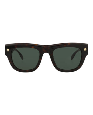 Alexander McQueen AM0425S Dark Havana w/Light Gold Studs Sunglasses-AmbrogioShoes