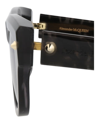 Alexander McQueen AM0425S Grey Havana w/Light Gold Studs Sunglasses-AmbrogioShoes