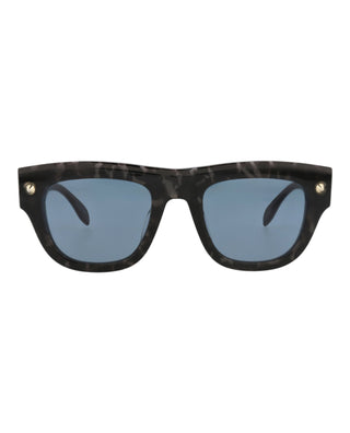Alexander McQueen AM0425S Grey Havana w/Light Gold Studs Sunglasses-AmbrogioShoes