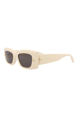 Alexander McQueen AM0426S Ivory w/Light Gold Studs Sunglasses