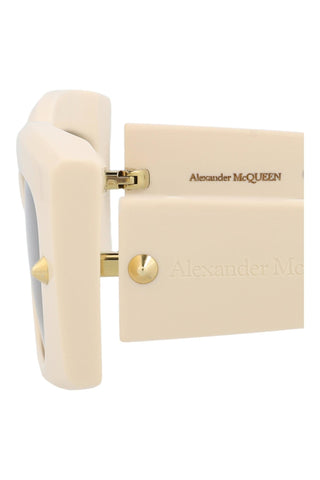 Alexander McQueen AM0426S Ivory w/Light Gold Studs Sunglasses
