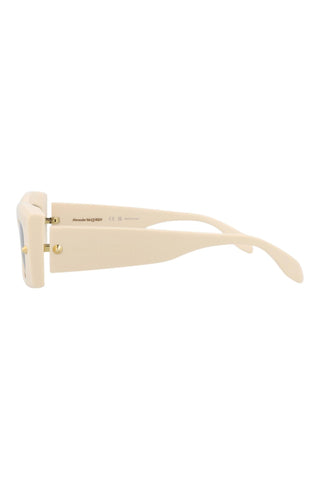 Alexander McQueen AM0426S Ivory w/Light Gold Studs Sunglasses-AmbrogioShoes
