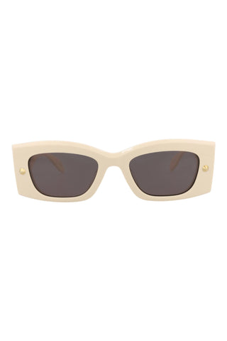 Alexander McQueen AM0426S Ivory w/Light Gold Studs Sunglasses-AmbrogioShoes