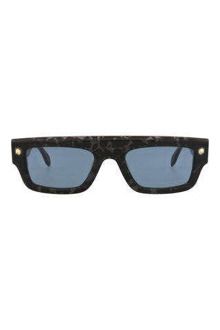 Alexander McQueen AM0427S Grey Havana w/Light Gold Studs Sunglasses