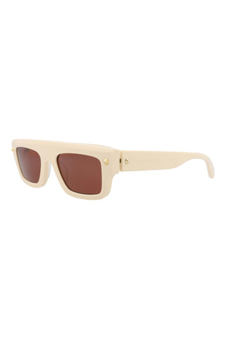 Alexander McQueen AM0427S Ivory w/Light Gold Studs Sunglasses