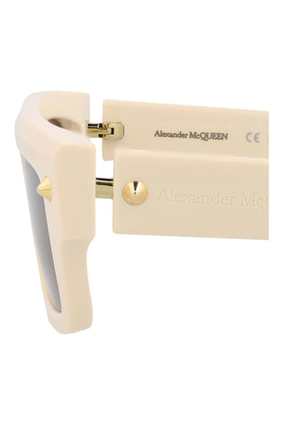 Alexander McQueen AM0427S Ivory w/Light Gold Studs Sunglasses