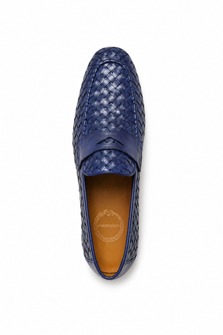 Ambrogio 21101 Woven Leather Penny Loafer-AmbrogioShoes