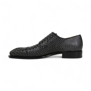 Ambrogio 40418-A147 Men's Shoes Black Lorando Snake Print / Calf-Skin Leather Monk-Straps Loafers (AMBXS1010)-AmbrogioShoes