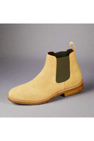 Ambrogio Beige Cream Lux Suede Chelsea Boots (AMB1006)