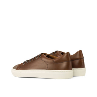 Ambrogio Bespoke Beige & Brown Fabric / Leather Casual Trainer Sneakers (AMB1576)