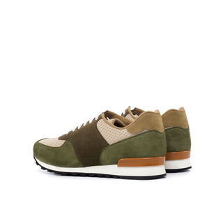 Ambrogio Bespoke Beige, Khaki & Camel Lux Suede Jogger Sneakers (AMB1850)