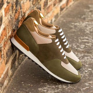 Ambrogio Bespoke Beige, Khaki & Camel Lux Suede Jogger Sneakers (AMB1850)