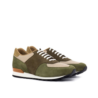 Ambrogio Bespoke Beige, Khaki & Camel Lux Suede Jogger Sneakers (AMB1850)