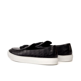 Ambrogio Bespoke Black Alligator Casual Belgian Sneakers (AMB2360)