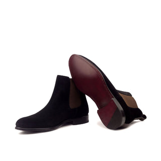 Ambrogio Bespoke Black & Dark Brown Suede / Full Grain Leather Chelsea Boots (AMB1777)