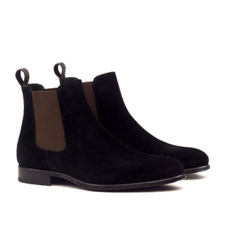 Ambrogio Bespoke Black & Dark Brown Suede / Full Grain Leather Chelsea Boots (AMB1777)