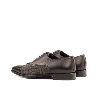 Ambrogio Bespoke Black Fabric / Full Grain / Leather Derby Oxfords (AMB1491)