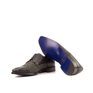 Ambrogio Bespoke Black Fabric / Full Grain / Leather Derby Oxfords (AMB1491)