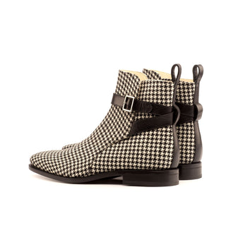 Ambrogio Bespoke Black & Gray Fabric / Full Grain Leather Jodhpur Boots (AMB1731)