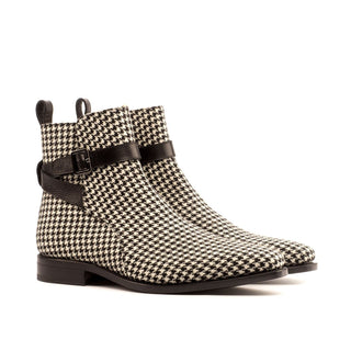 Ambrogio Bespoke Black & Gray Fabric / Full Grain Leather Jodhpur Boots (AMB1731)