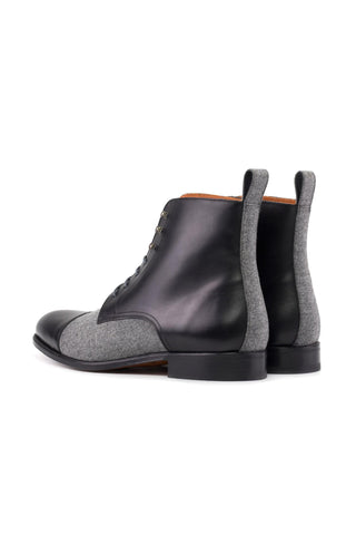 Ambrogio Bespoke Black & Gray Fabric / Leather Jumper Boots (AMB2501)-AmbrogioShoes