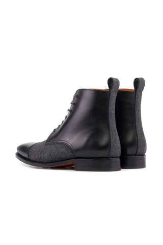 Ambrogio Bespoke Black & Gray Fabric / Leather Jumper Boots (AMB2502)-AmbrogioShoes