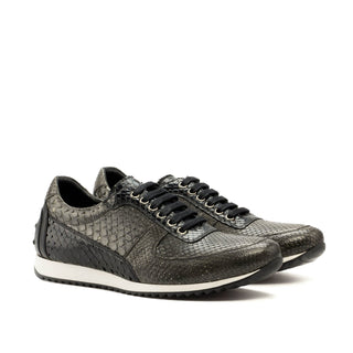 Ambrogio Bespoke Black & Gray Snake-Skin / Leather Corsini Casual Sneakers (AMB1600)
