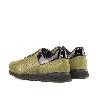 Ambrogio Bespoke Black & Olive Python / Patent Jogger Sneakers (AMB2258)