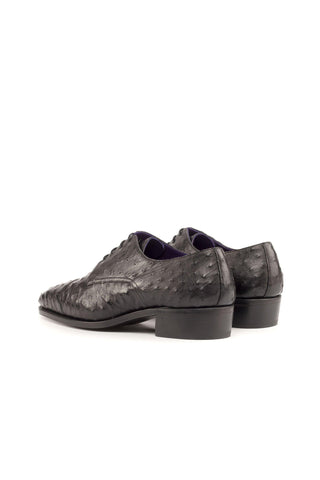 Ambrogio Bespoke Black Ostrich Derby Oxfords (AMB2239)-AmbrogioShoes