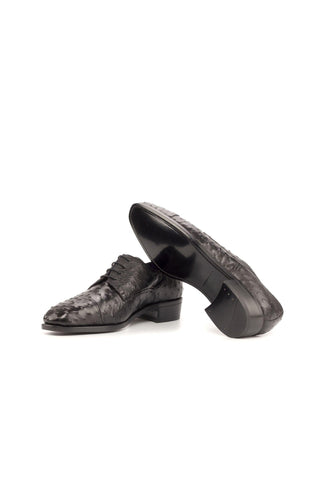 Ambrogio Bespoke Black Ostrich Derby Oxfords (AMB2239)-AmbrogioShoes
