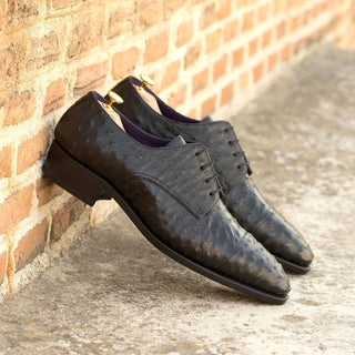 Ambrogio Bespoke Black Ostrich Derby Oxfords (AMB2239)
