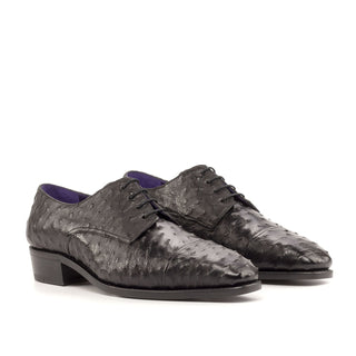Ambrogio Bespoke Black Ostrich Derby Oxfords (AMB2239)