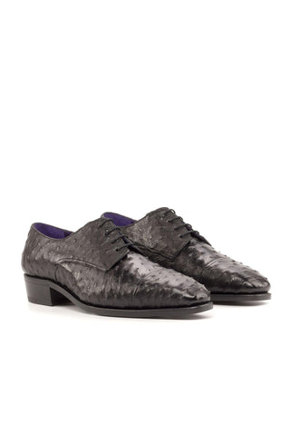 Ambrogio Bespoke Black Ostrich Derby Oxfords (AMB2239)-AmbrogioShoes