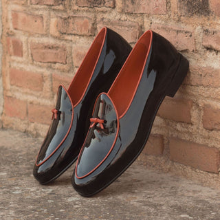 Ambrogio Bespoke Black Patent Belgian Loafers (AMB1769)
