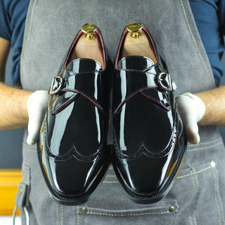 Ambrogio Bespoke Black Patent Monk Strap (AMB1729)