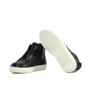 Ambrogio Bespoke Black Python High-Top Sneakers (AMB2335)