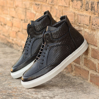 Ambrogio Bespoke Black Python High-Top Sneakers (AMB2335)