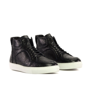 Ambrogio Bespoke Black Python High-Top Sneakers (AMB2335)