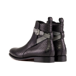 Ambrogio Bespoke Black Python Jodhpur Boots (AMB2434)