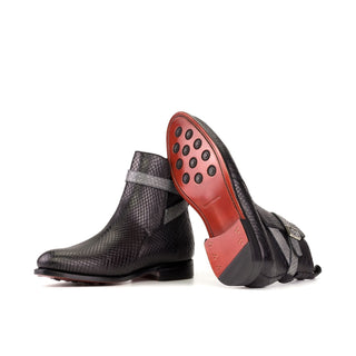 Ambrogio Bespoke Black Python Jodhpur Boots (AMB2434)