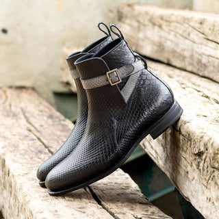 Ambrogio Bespoke Black Python Jodhpur Boots (AMB2434)